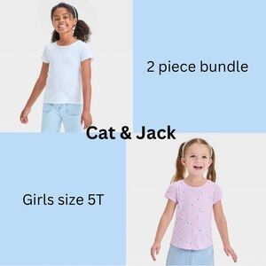 NWT 2 piece bundle Cat & Jack Girls' 5T White and Light violet with T-Shirt Set